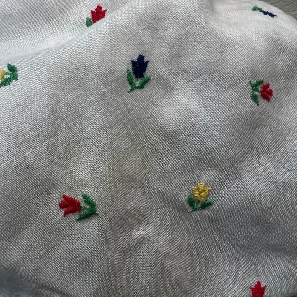 Vintage‎ White cotton Floral Embroidered Bonnet Prairie Pioneer Sun Hat OS